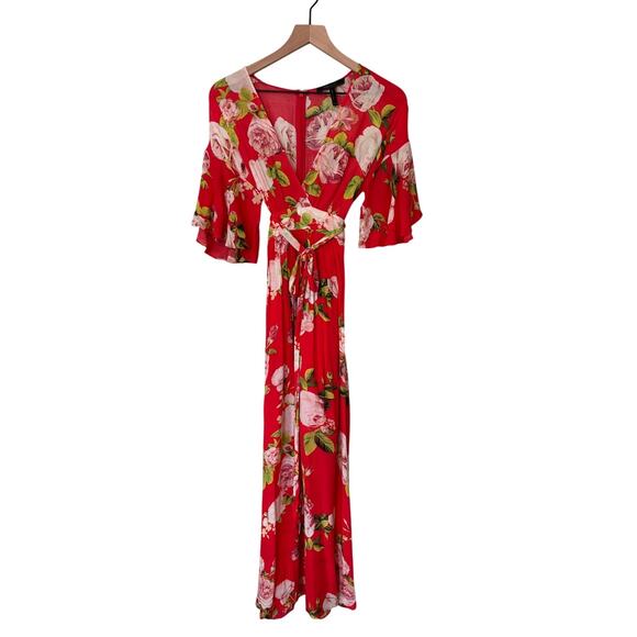 BCBGMAXAZRIA Red Floral Maxi Dress XXS - Picture 2 of 10